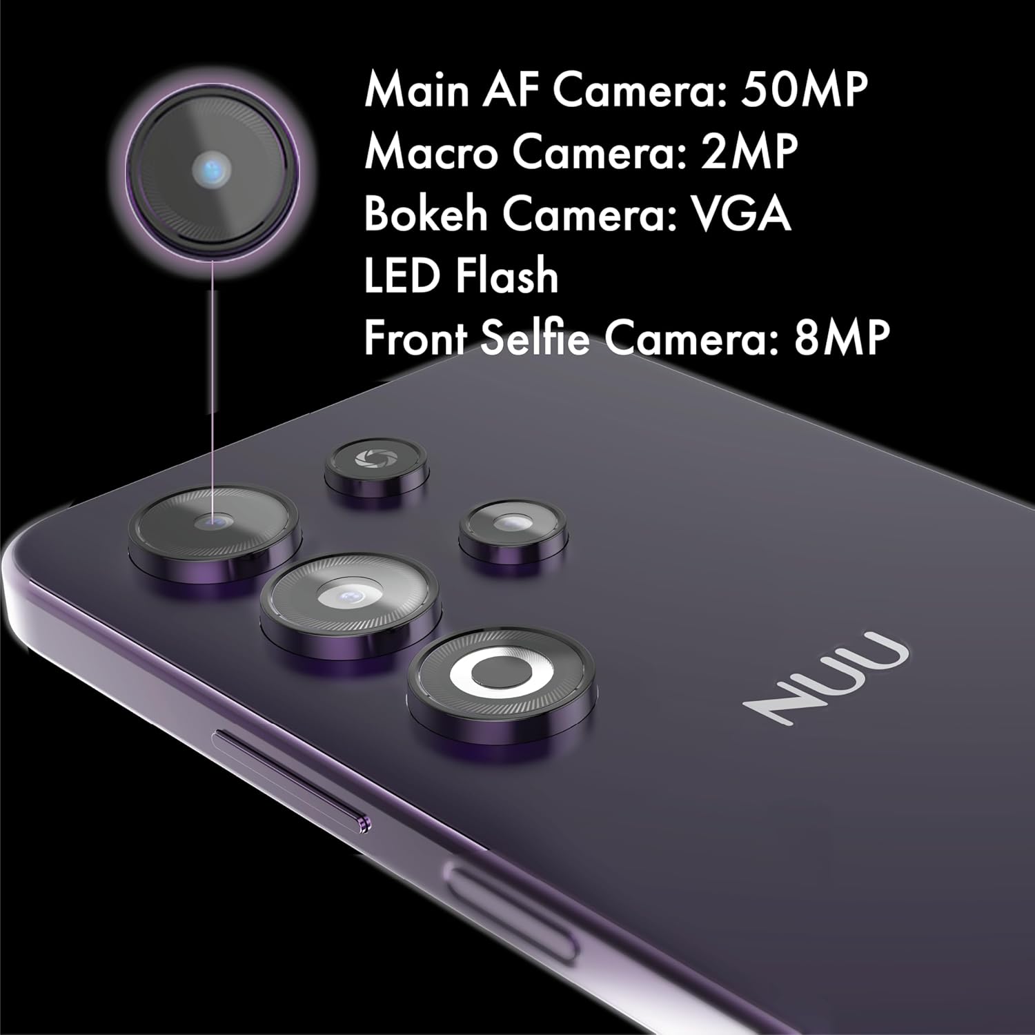 NUU N30 Cell Phone Unlocked for T-Mobile, Mint, Metro, Qlink, Tello 6GB/128GB, Teen Phone, Dual SIM 4G, Octa-Core 6.7" 90Hz HD+, Any Parental APP, Unlocked Android Phones, Purple, 1 Year US Warranty
