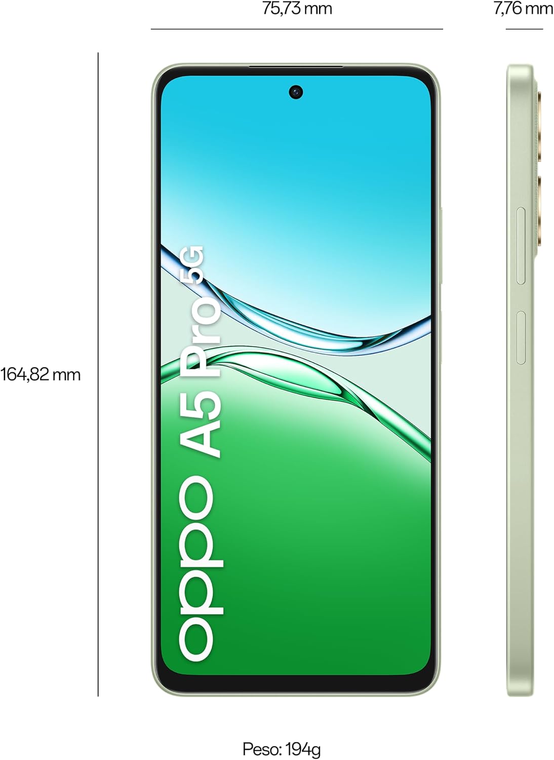 ppo A5 Pro Dual-SIM 256GB ROM + 8GB RAM (GSM Only|No CDMA) Factory Unlocked 5G Smartphone (Olive Green) - International Version